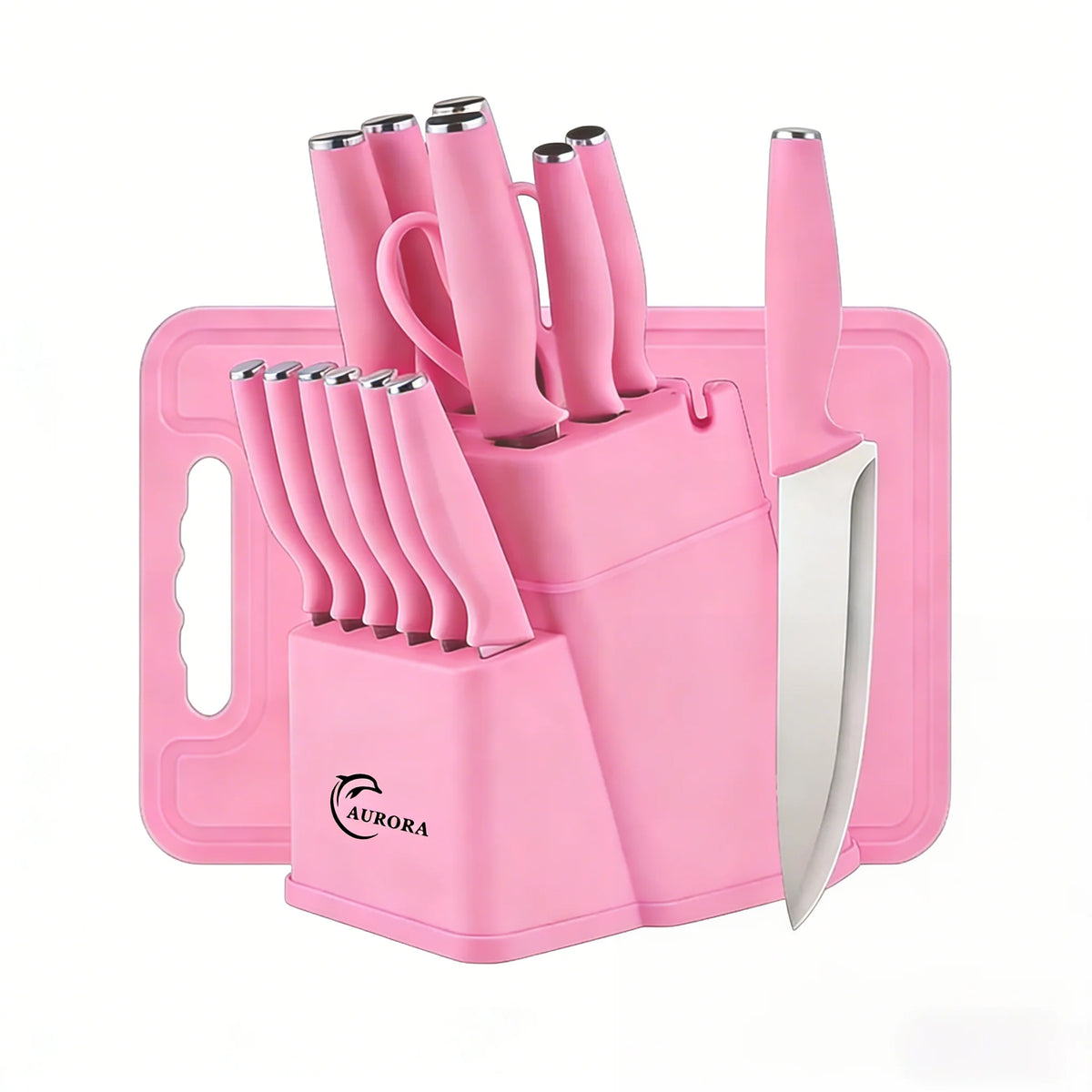 Knife Set, 15 Piece Knife Block Set with Built-in Sharpener, Dishwasher Safe, Rust Resistant, Stainless Steel
