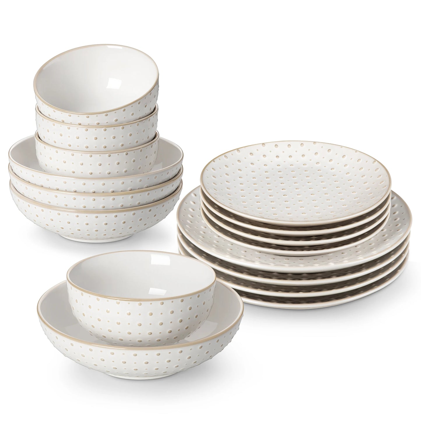 Malacasa Lydia Stoneware Dinner Set Embossed Dinnerware