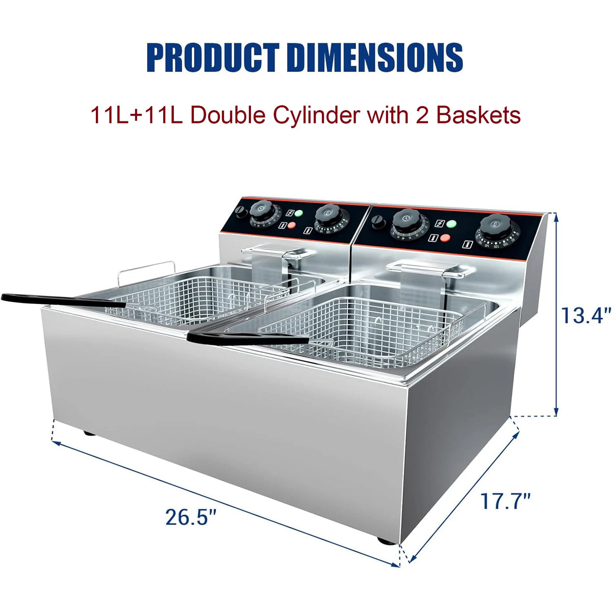 Acekool Commercial Electric Deep Fryer With Adjustable Thermostat