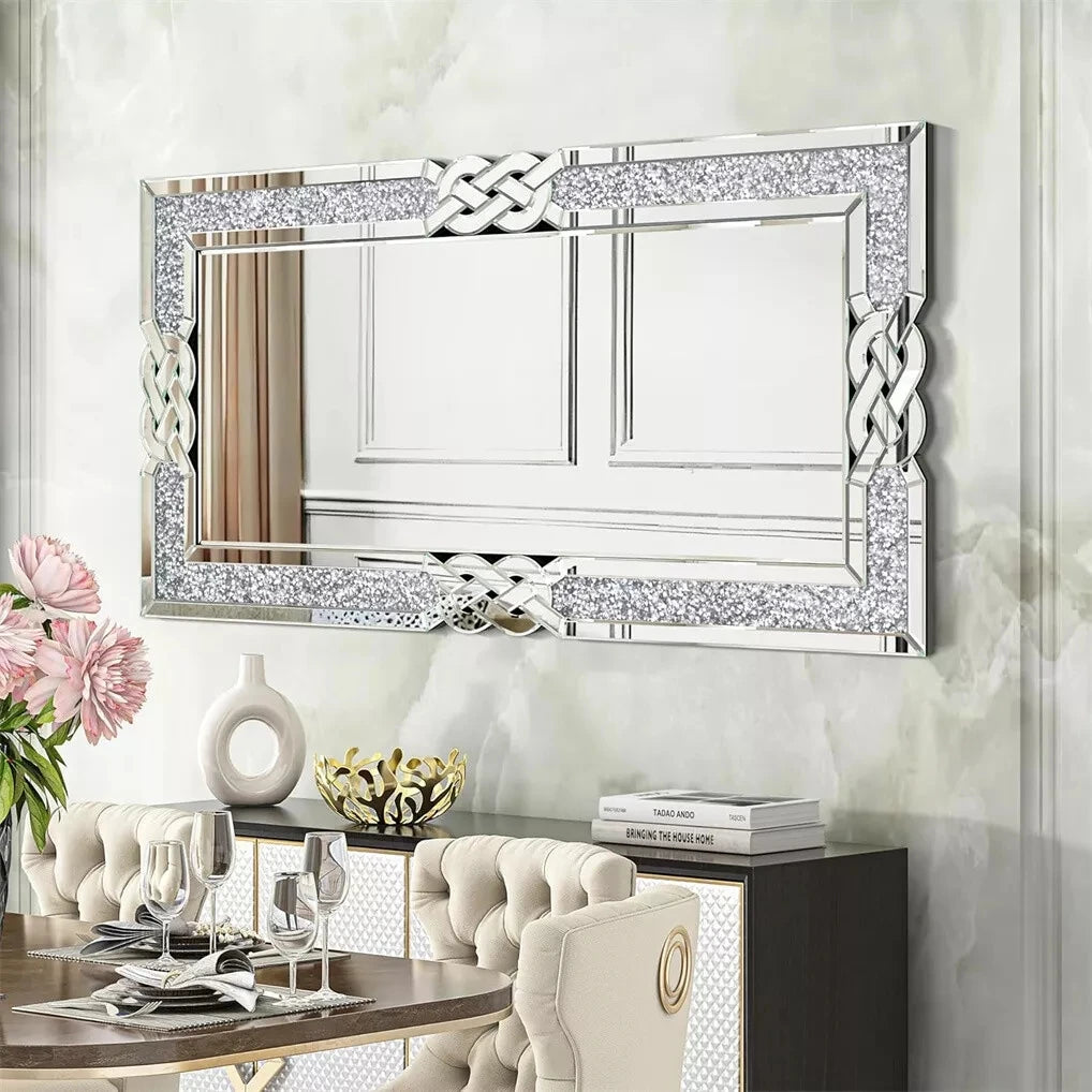Wisfor Crushed Diamond Wall Mirror with Crystal Frame