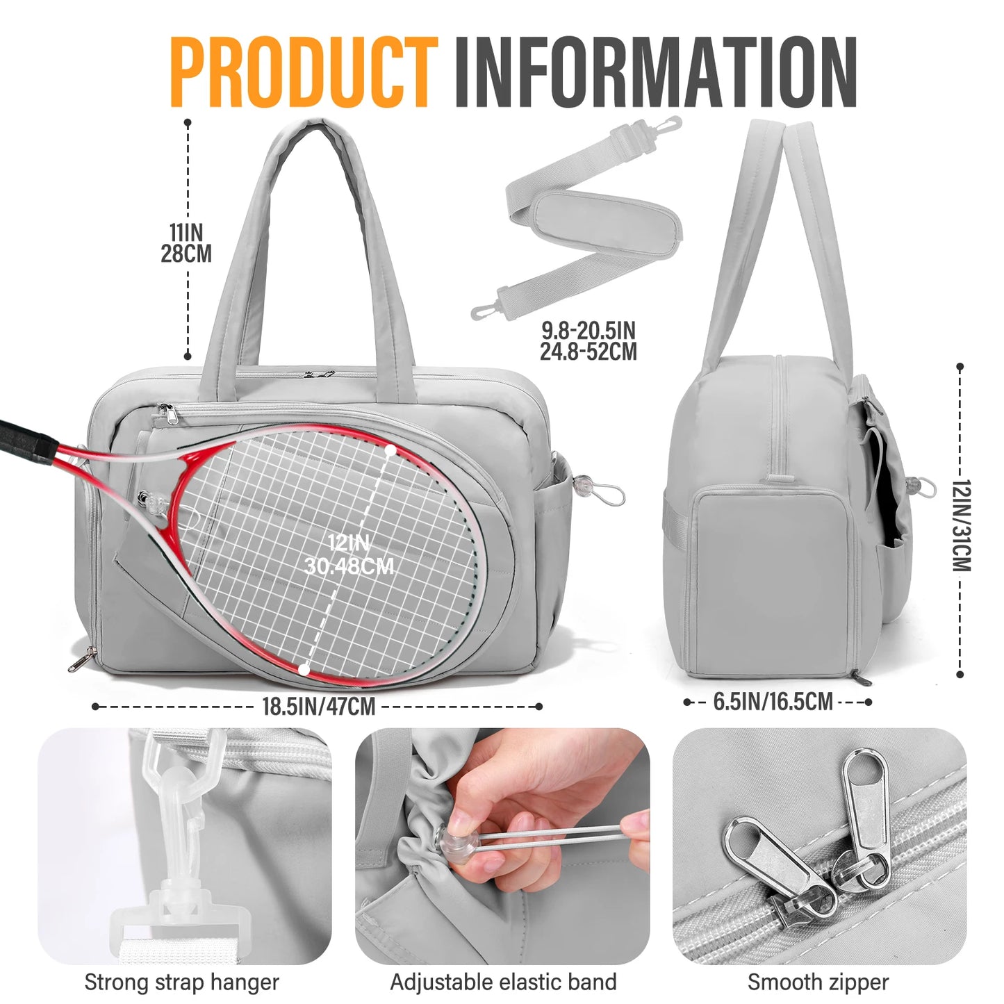 Tennis Gym Bag For Women With Shoe Compartment