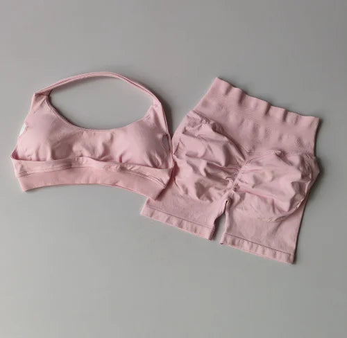 Seamless Breathable Yoga Bra And Shorts Set For Women