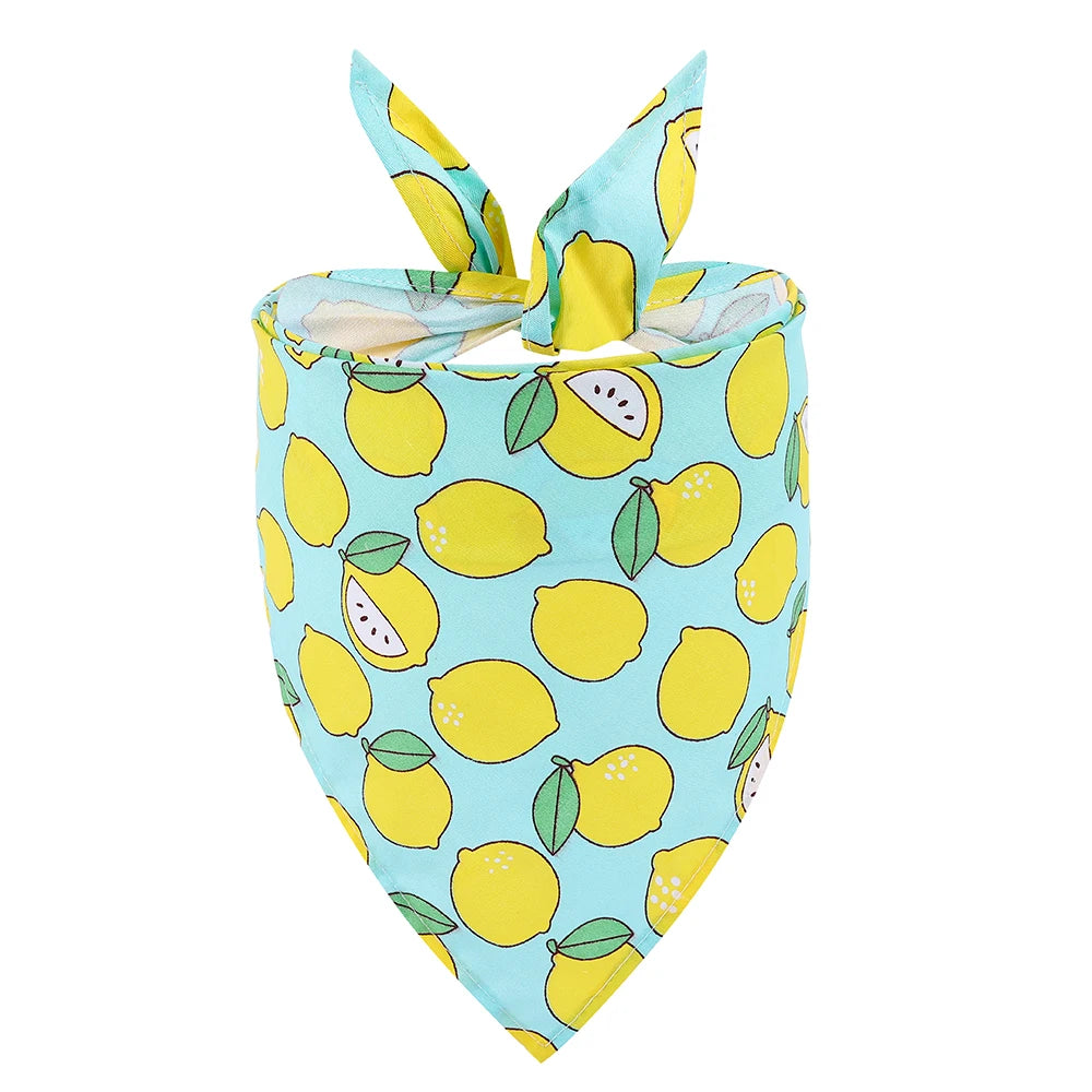 Fruit Floral Dog Bandana Adjustable Washable Soft Kerchief For Dogs