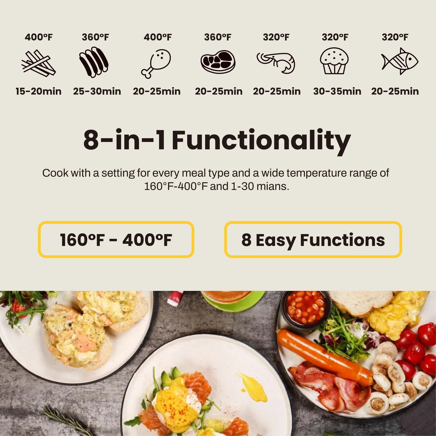MIRASTON Digital Air Fryer With Smart Touchscreen And Eight Presets