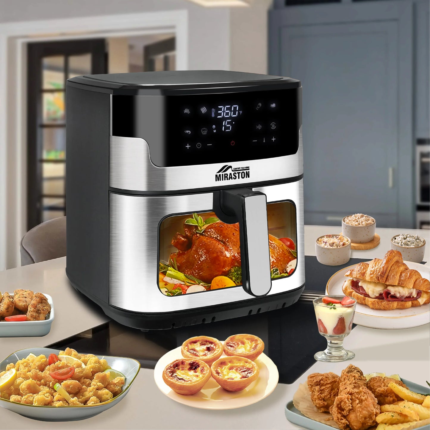 MIRASTON Digital Air Fryer With Smart Touchscreen And Eight Presets