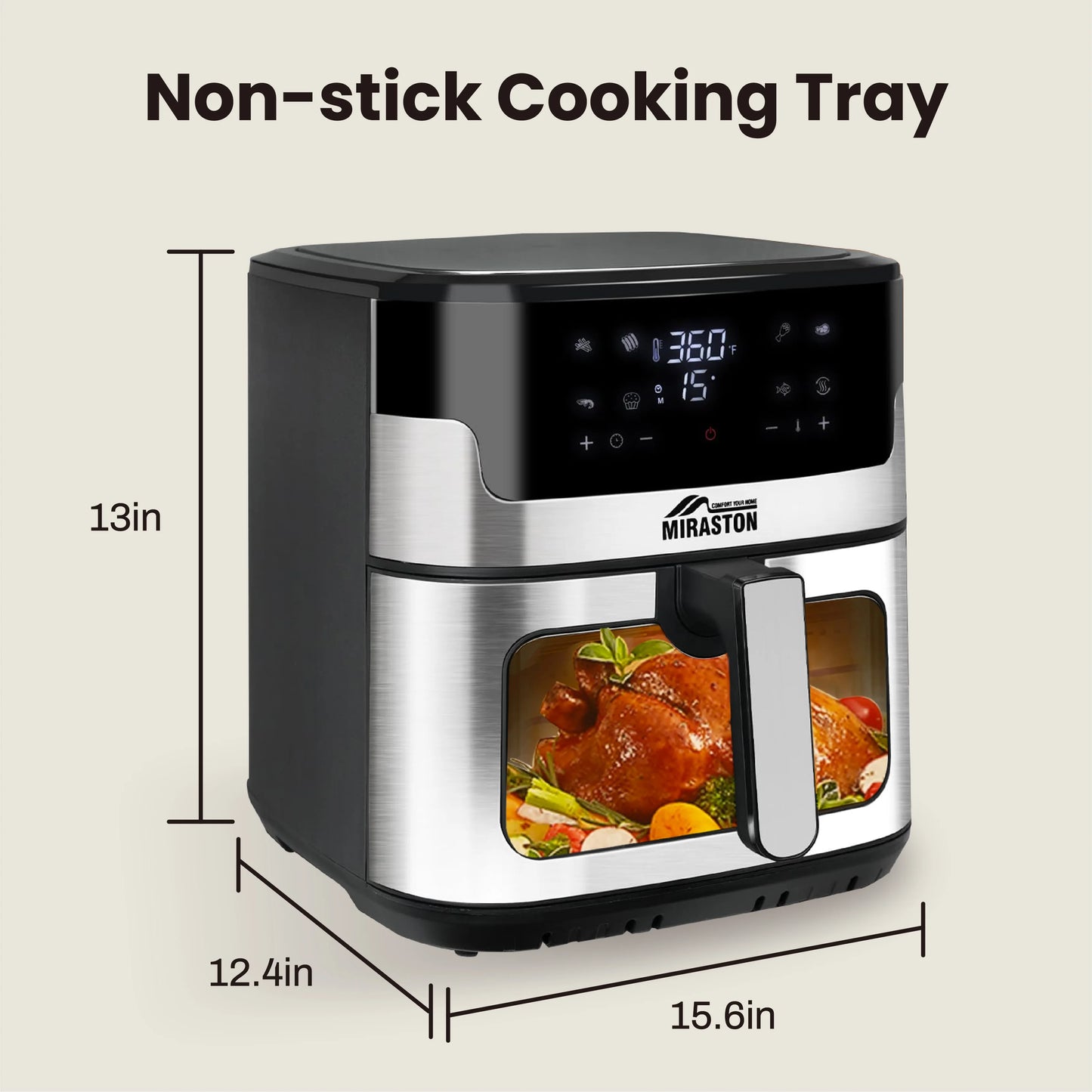 MIRASTON Digital Air Fryer With Smart Touchscreen And Eight Presets