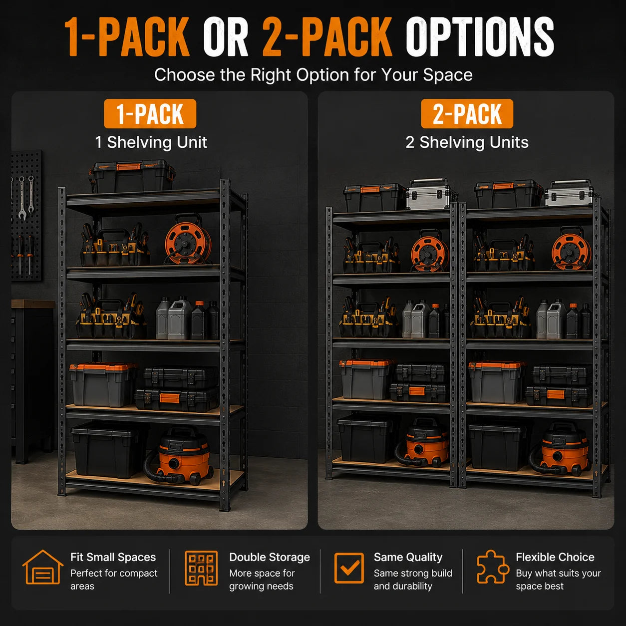Five Tier Metal Garage Shelving Unit With MDF Shelves