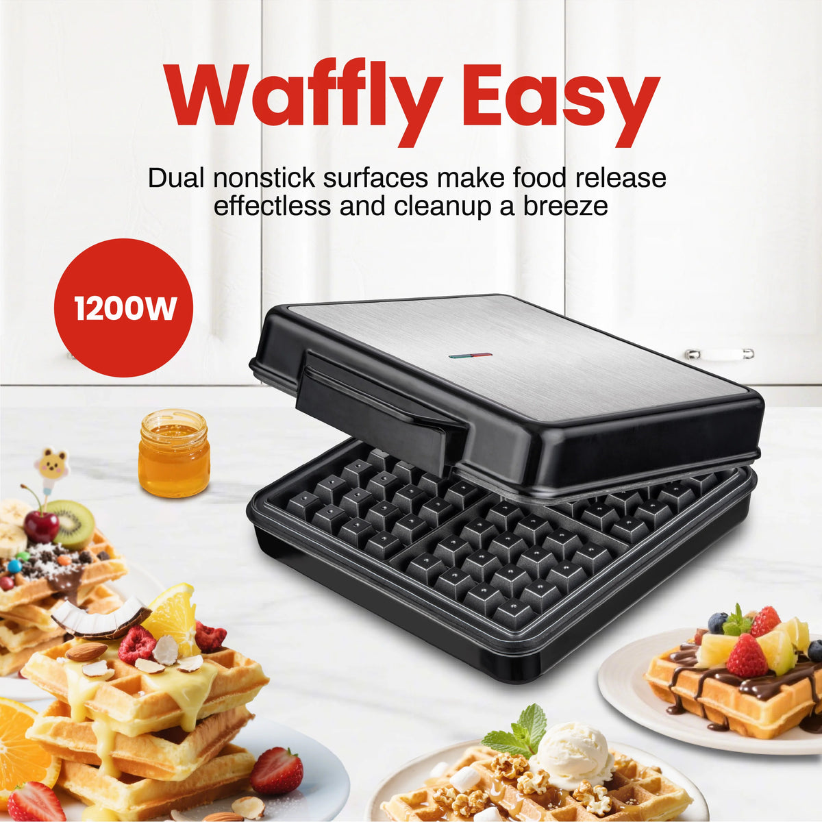 Premium 1200 Watt Nonstick Belgian Classic Waffle Maker
