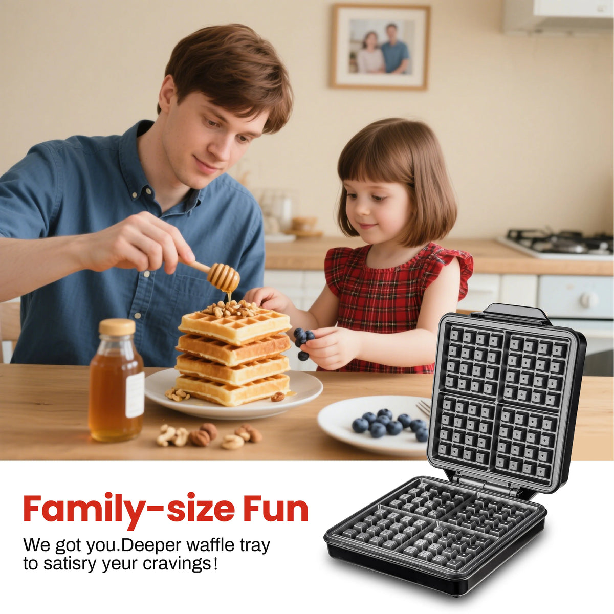 Premium 1200 Watt Nonstick Belgian Classic Waffle Maker