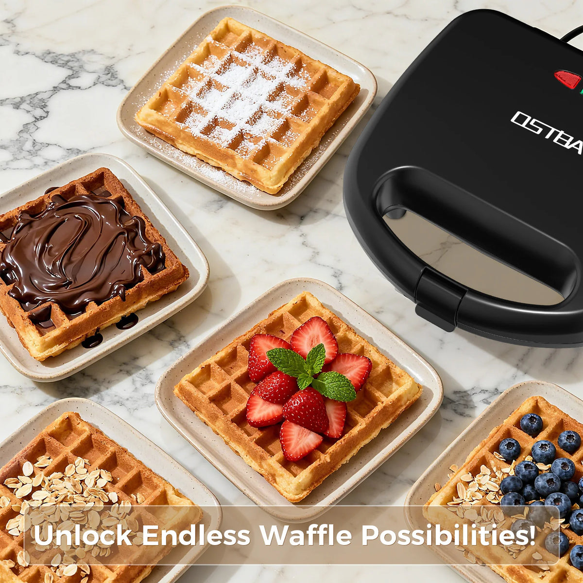 Waffle Maker, 2 Slice Non-Stick Waffle Iron, Belgian Waffle Machine with Indicator Lights, PFOA Free, Perfect for Breakfast and Snacks, 750W