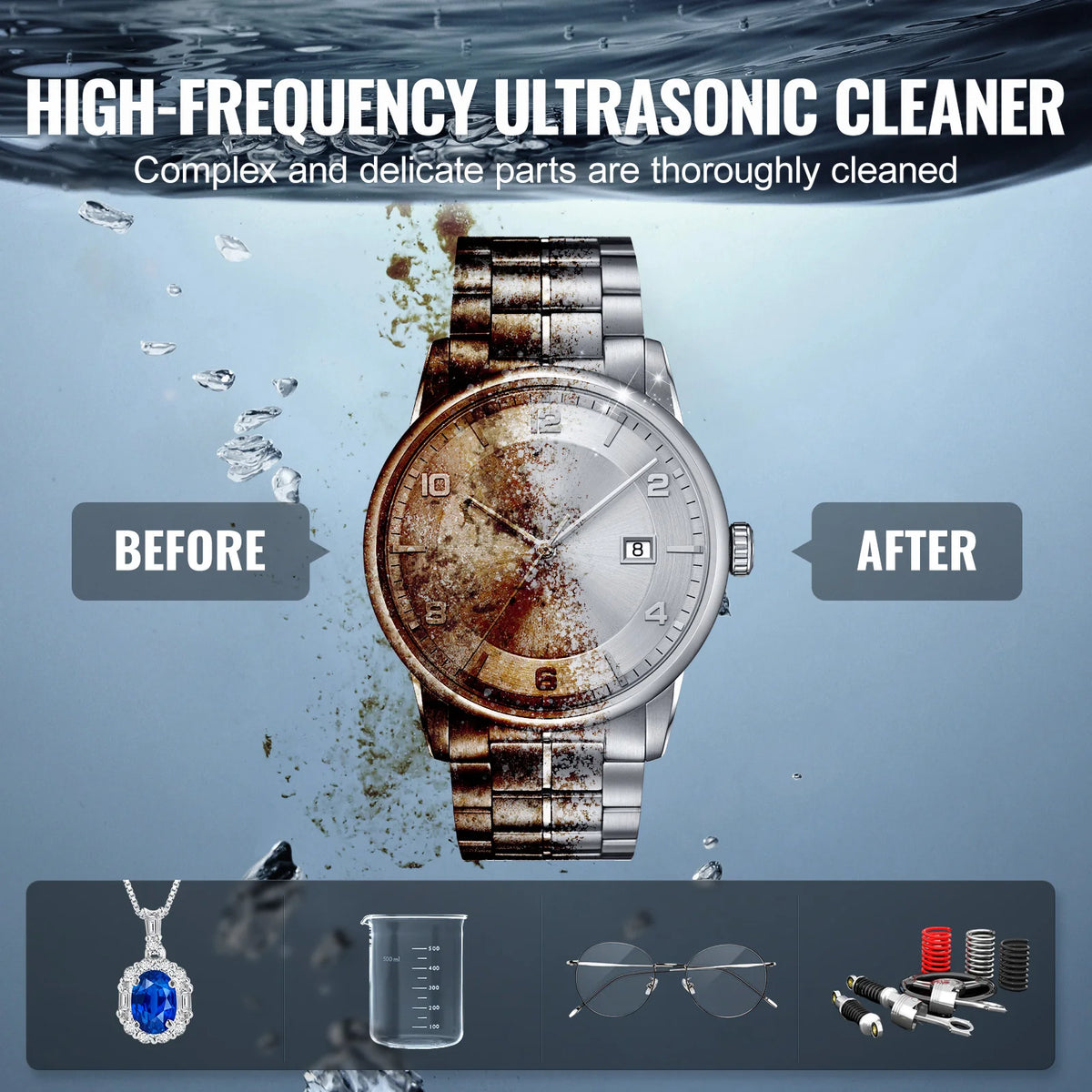 SucceBuy Portable Ultrasonic Cleaner With Timer For Home
