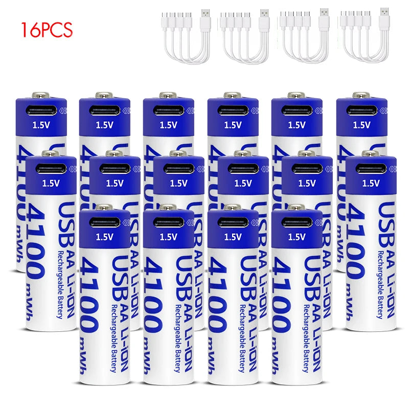 Kuugro USB Rechargeable AA Battery 1.5V 4100mWh Type-C Li-Ion