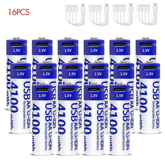Kuugro USB Rechargeable AA Battery 1.5V 4100mWh Type-C Li-Ion