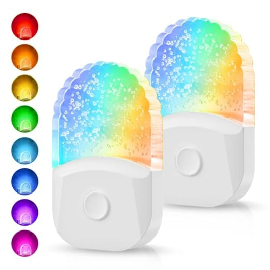 Night Lights Plug In Wall 2 Pack Dusk To Dawn Sensor 8 Color LED Nightlight