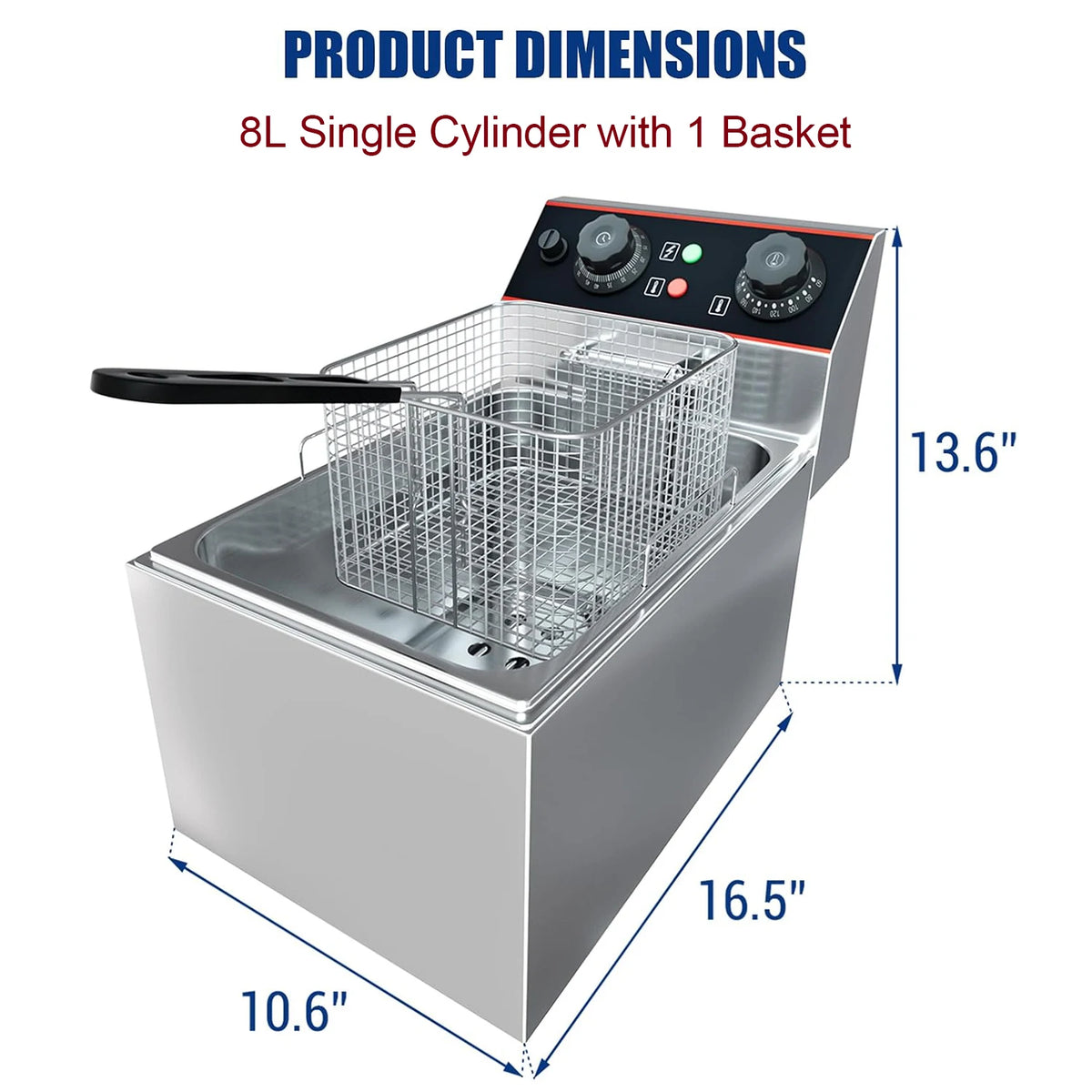 Acekool Commercial Electric Deep Fryer With Adjustable Thermostat