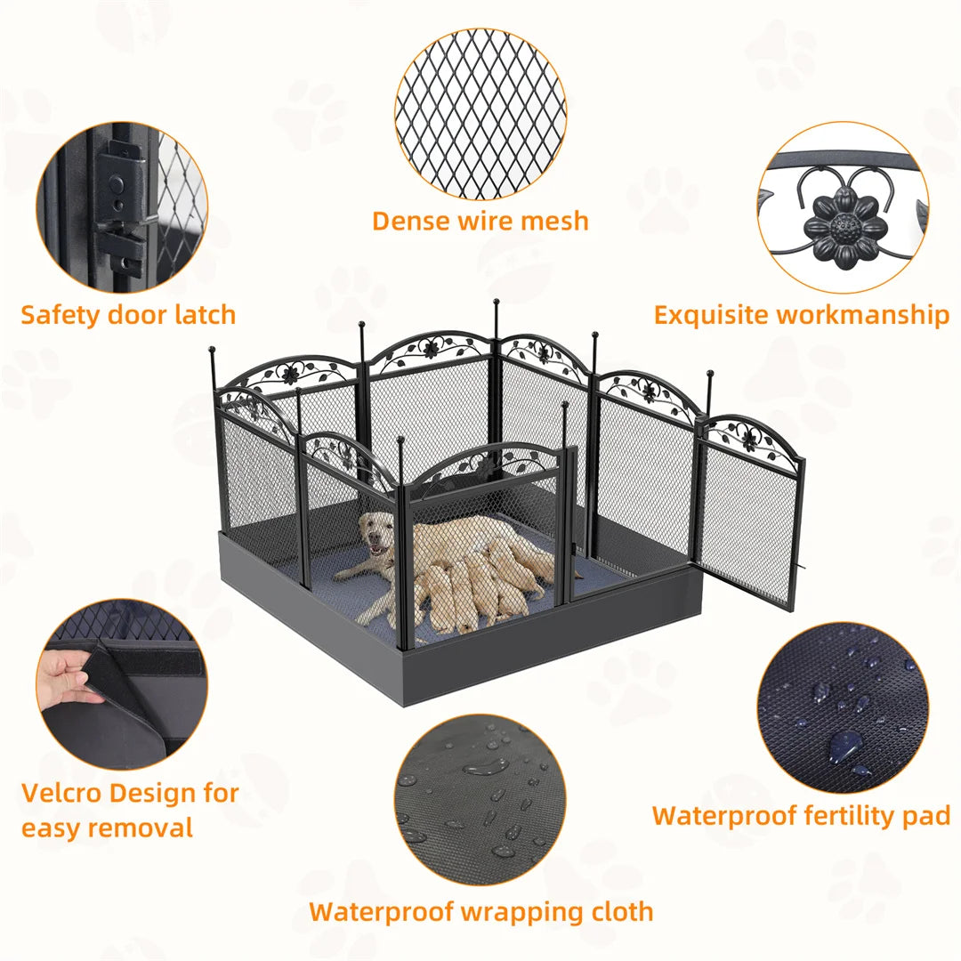 BINGOPAW Heavy Duty Metal Dog Playpen for Indoor Outdoor Use