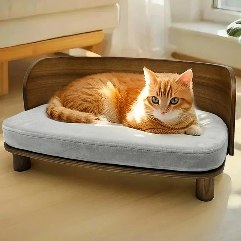 BORWART Elevated Pet Sofa Wood Bed for Small Dogs