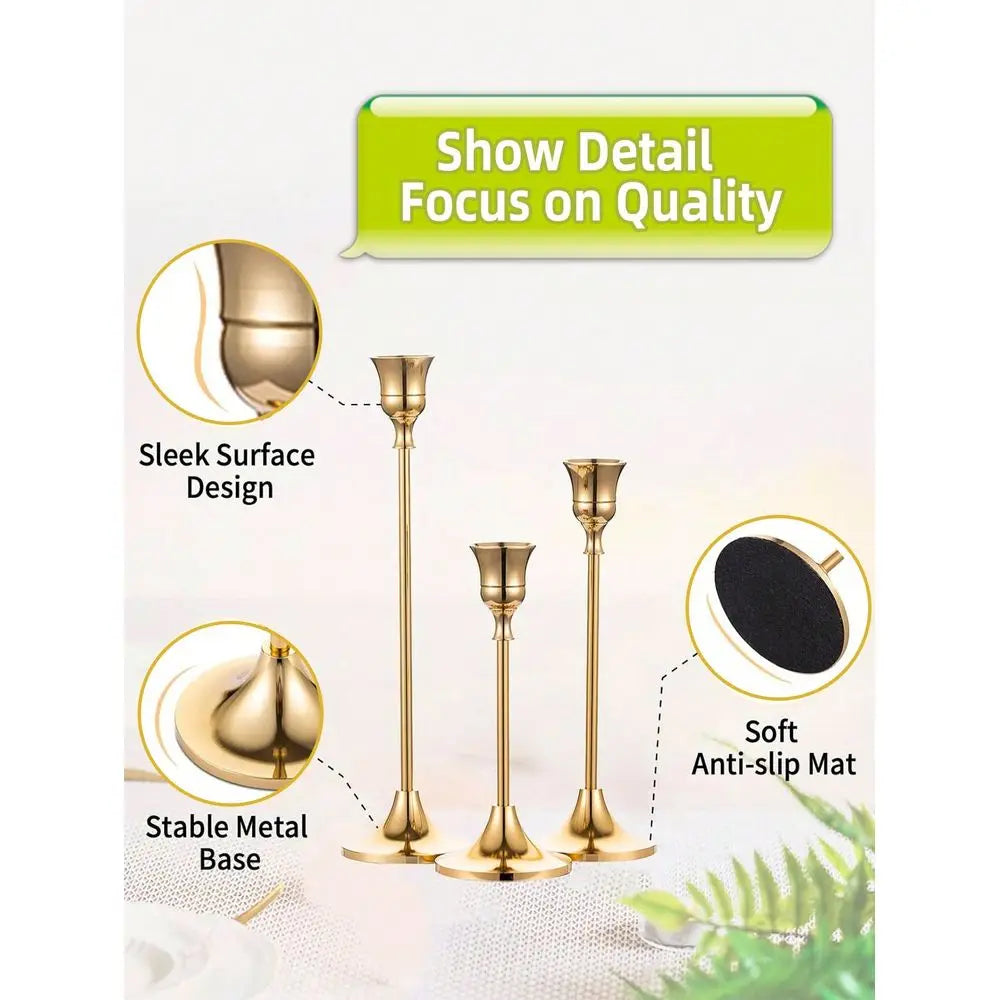 Golden Metal Decorative Candle Holder Stand Antique Brass