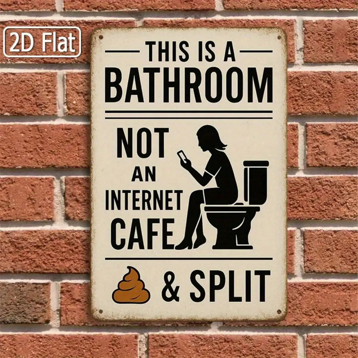 Vintage Style Tin Sign Bathroom Humor Wall Art for Restroom and Office