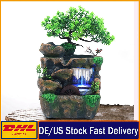 Desktop Water Fountain With Dynamic Led Zen Meditation Home Decor