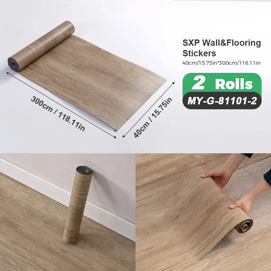 Two Rolls Self-Adhesive Wall And Floor Sticker Wood Grain Marble Design