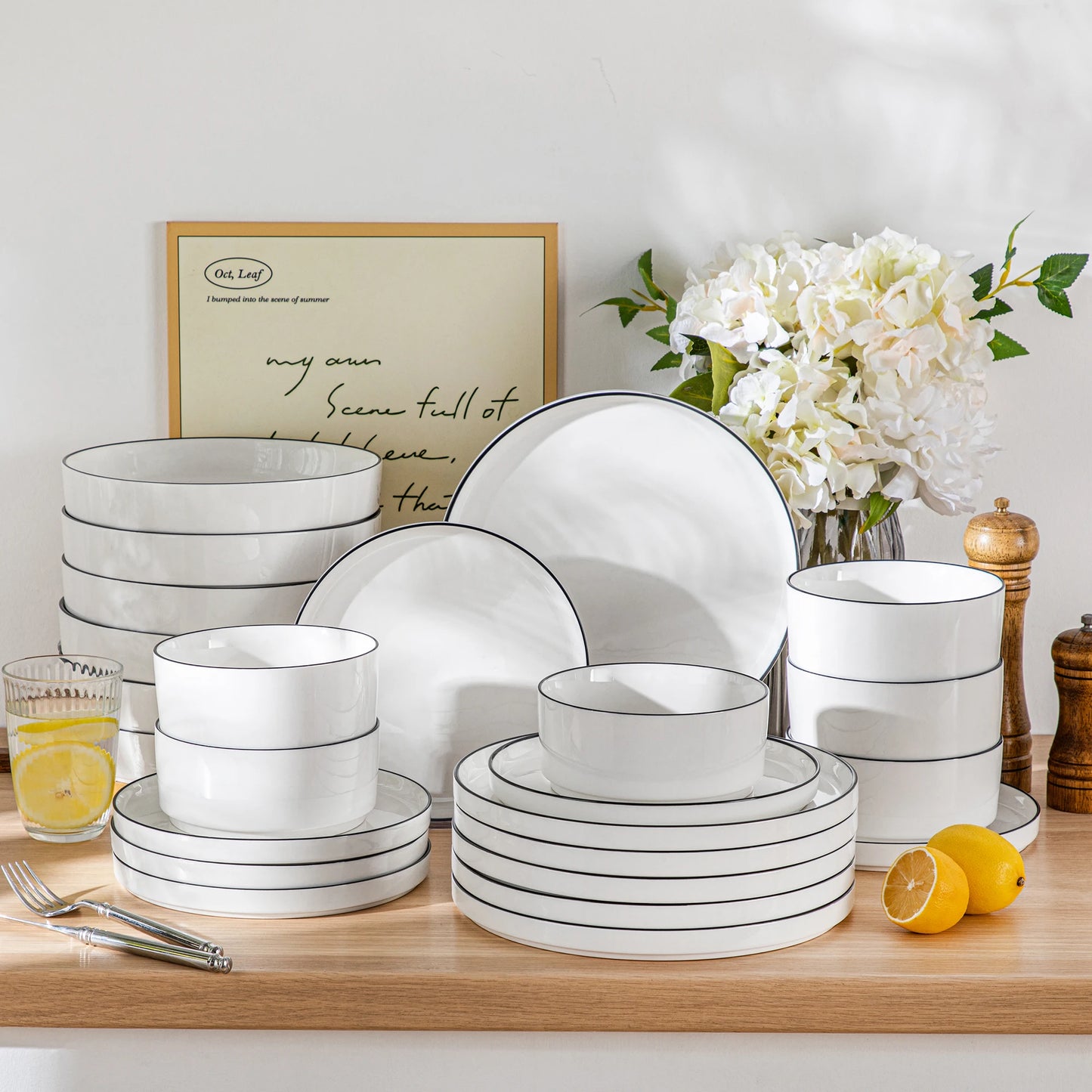 MALACASA Ceramic Dinner Plate Set For Everyday Dining