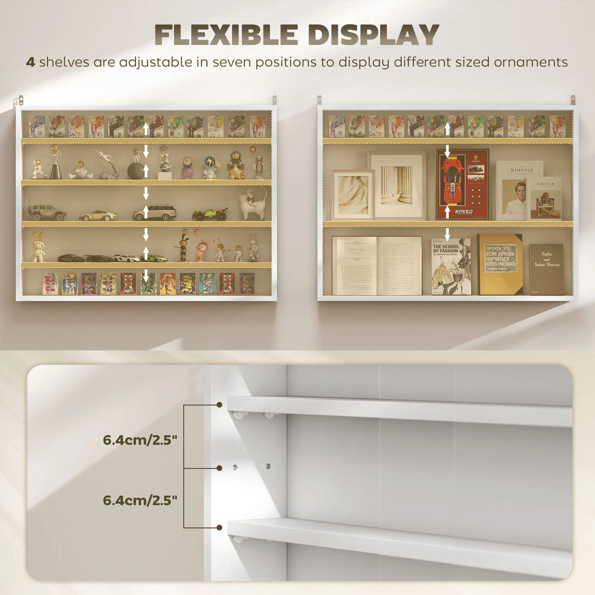 Homcom Wall Mounted Display Cabinet With Glass Door And Adjustable Shelves