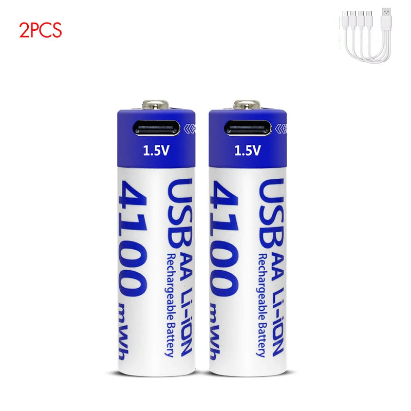 Kuugro USB Rechargeable AA Battery 1.5V 4100mWh Type-C Li-Ion