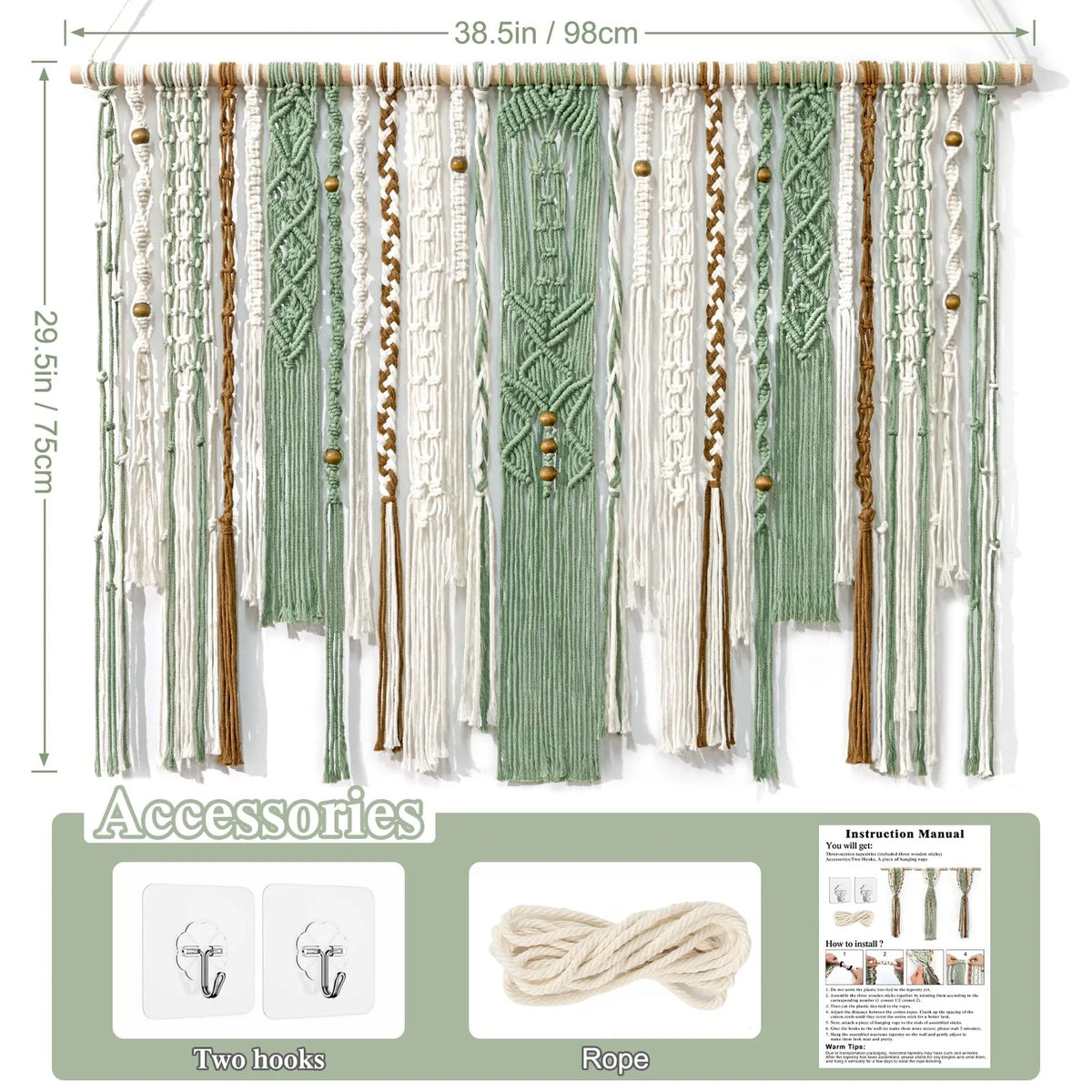 Handmade Macrame Wall Hanging Tapestry Boho Cotton Decor