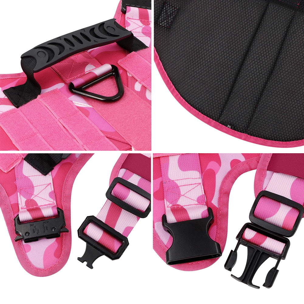 Military Camouflage Dog Harness With Leash For Training