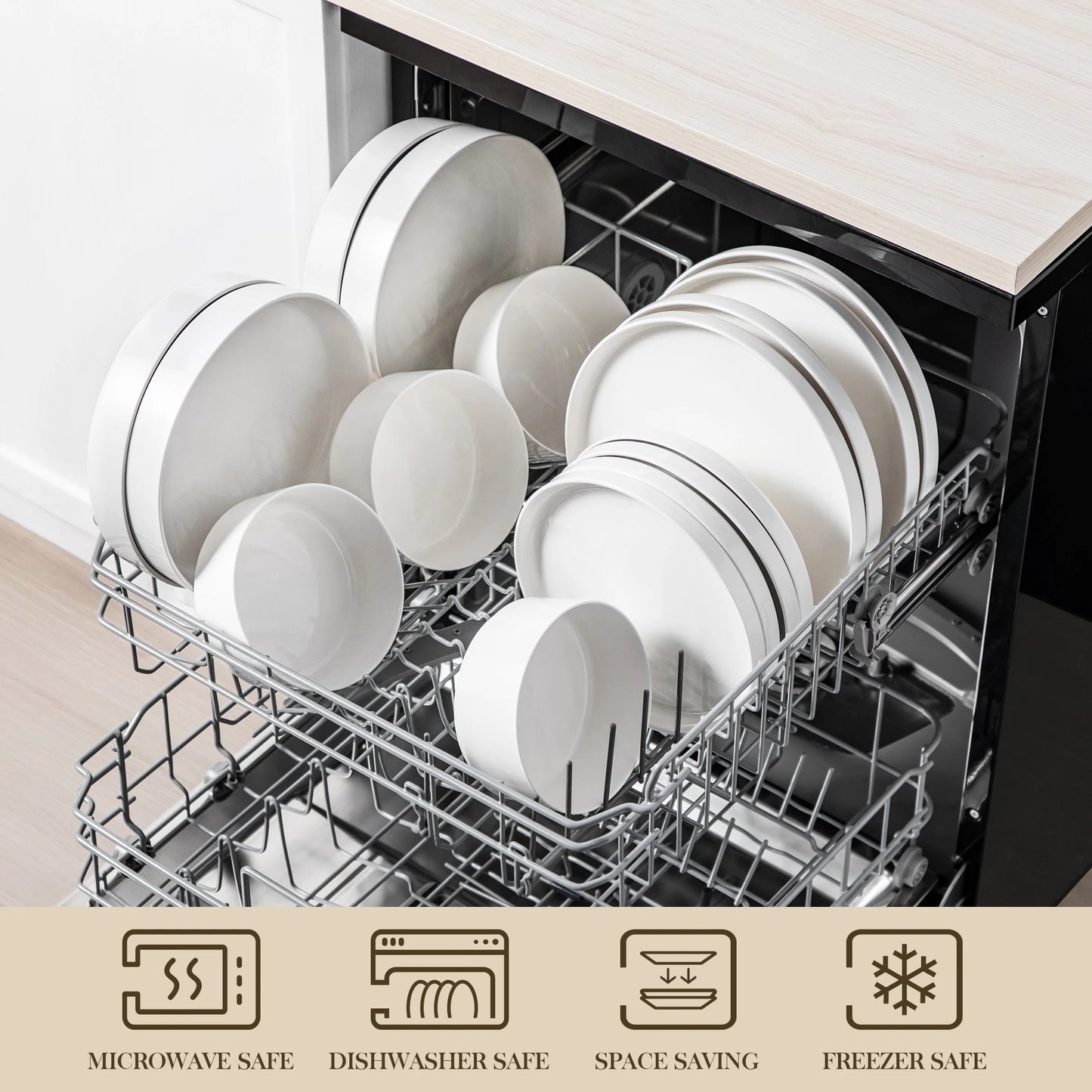 MALACASA Ceramic Dinner Plate Set For Everyday Dining