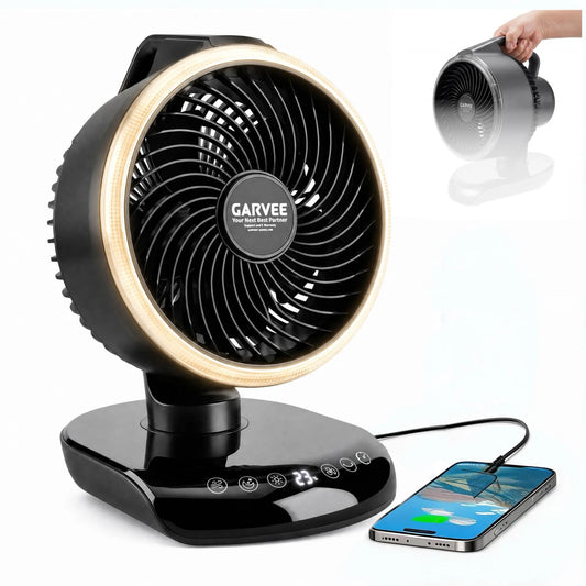 Himiss Portable Camping Fan With Remote Timer Led Light And 20000mAh Rechargeable Battery