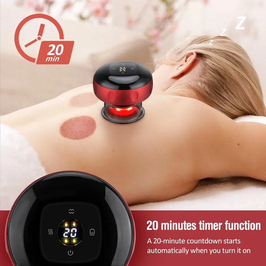 Smart Electric Cupping Massager With Red Light Heating And 12 Levels Suction