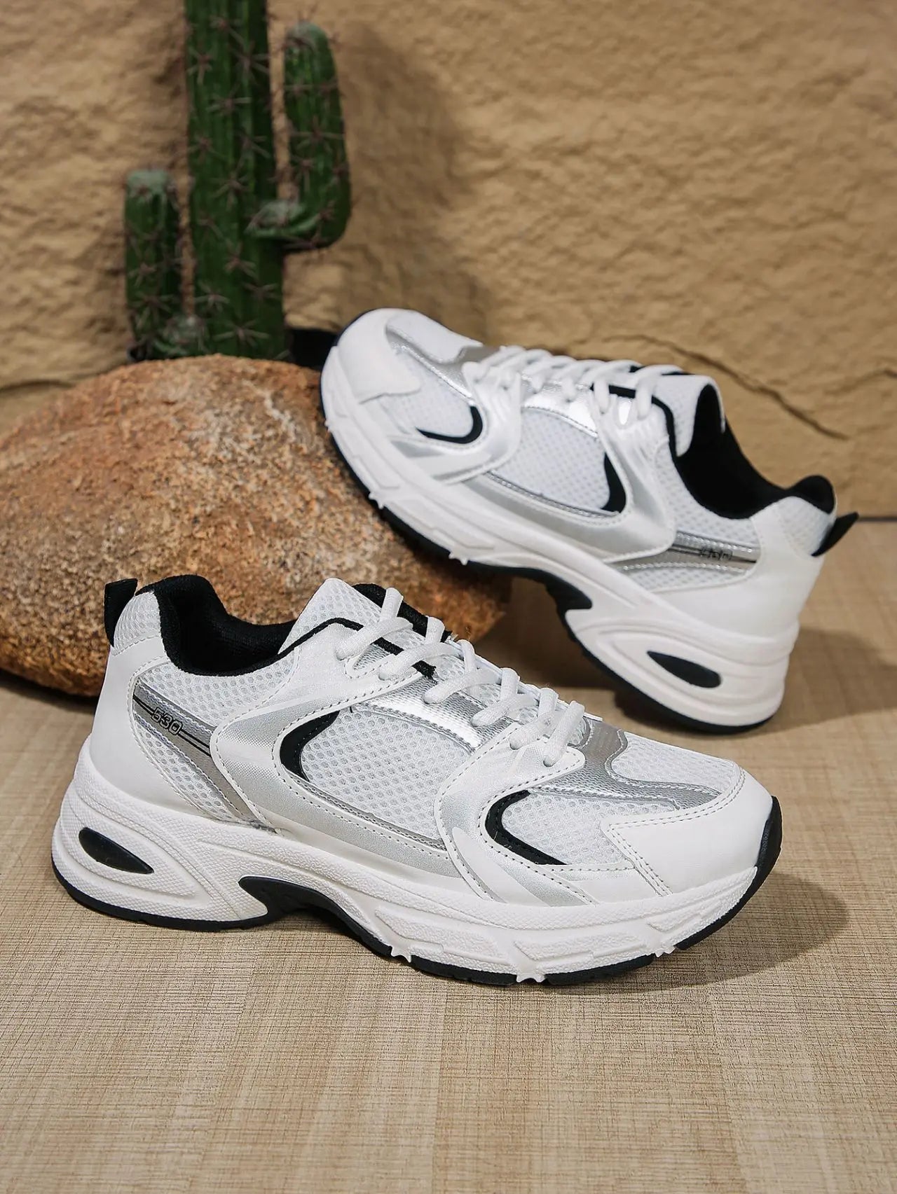 Women's Retro Dad Shoes Breathable Mesh Platform Sneakers Lace Up