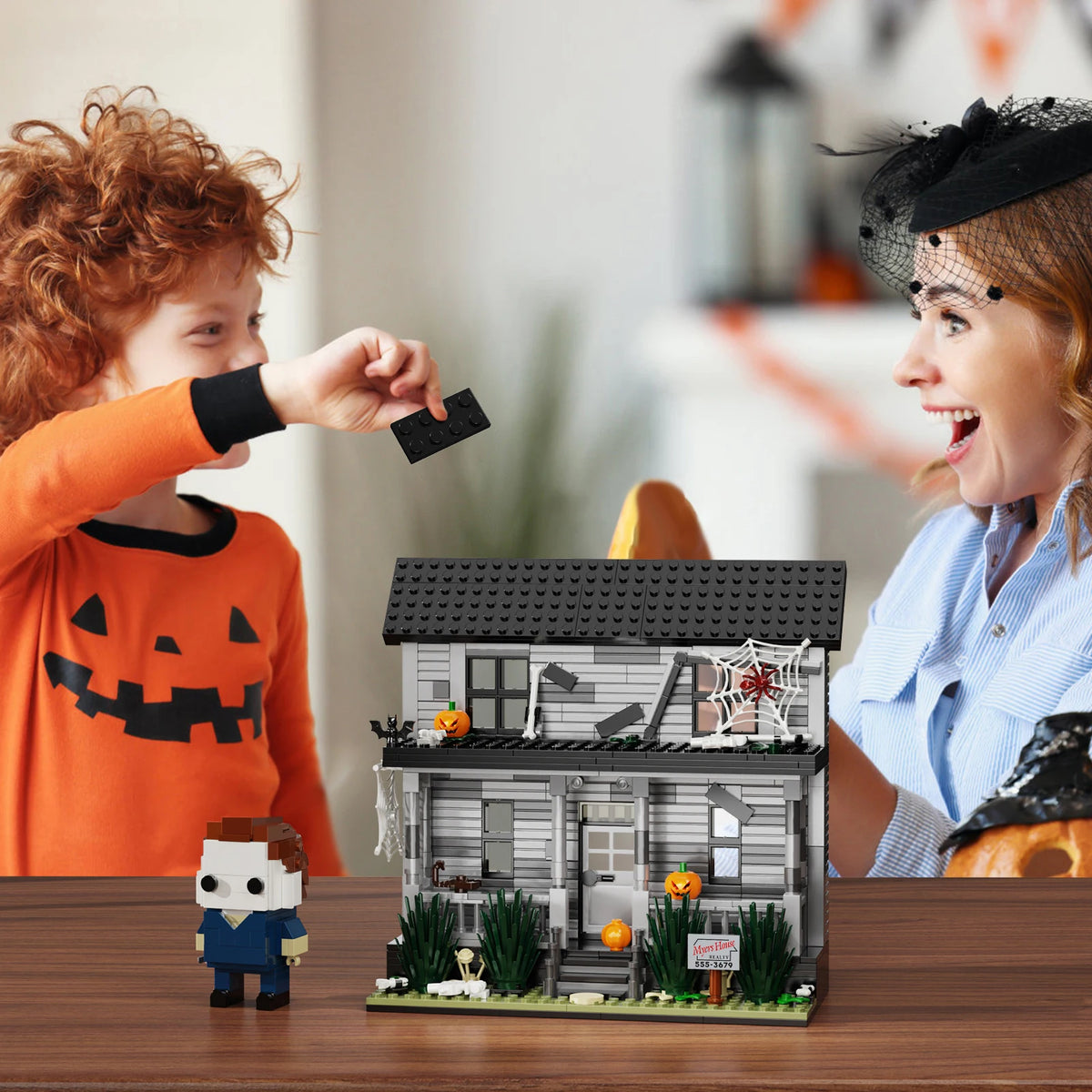 Horror Movie Architecture Building Blocks Model Desktop Ornament