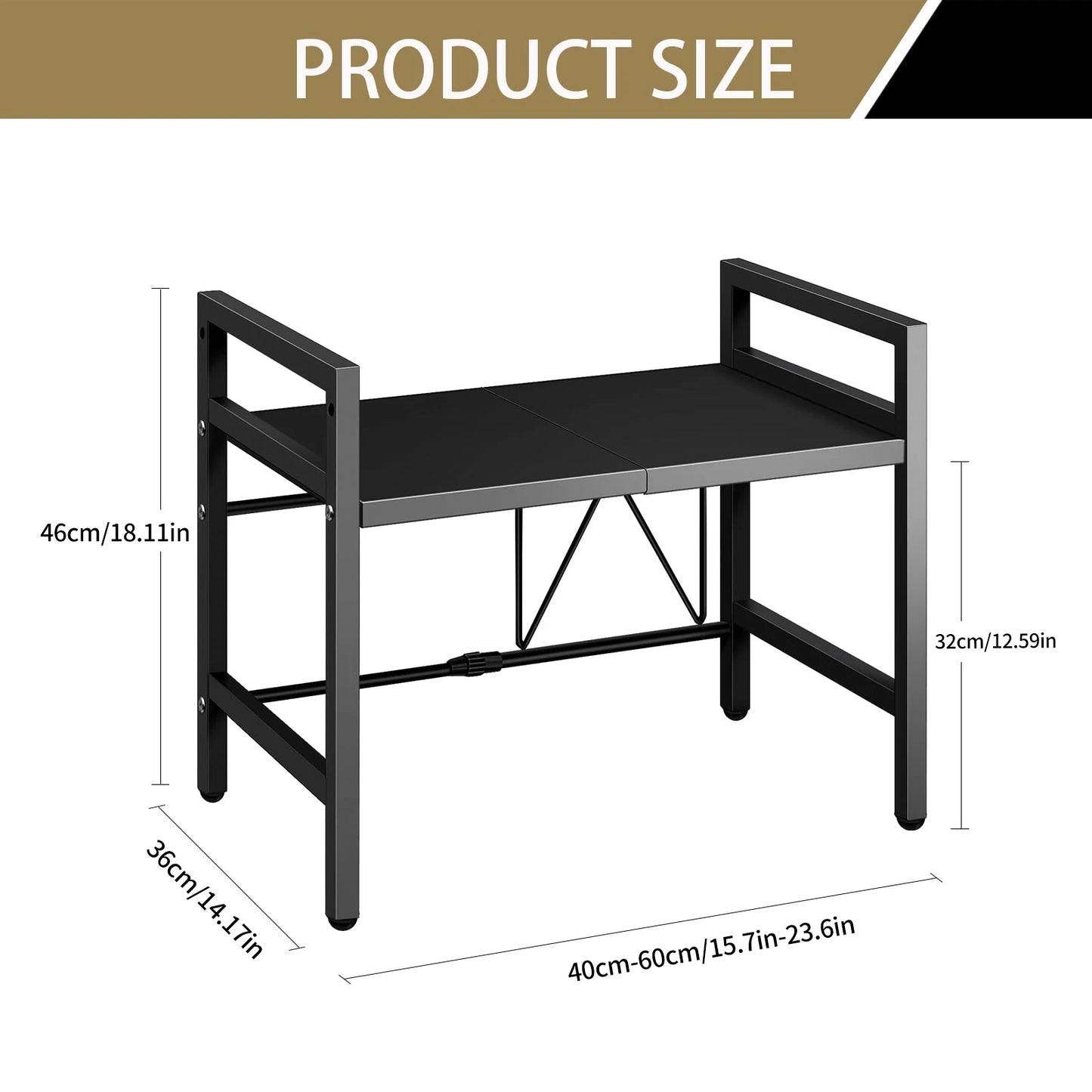 Expandable Microwave Shelf Organizer For Kitchen Countertop Storage