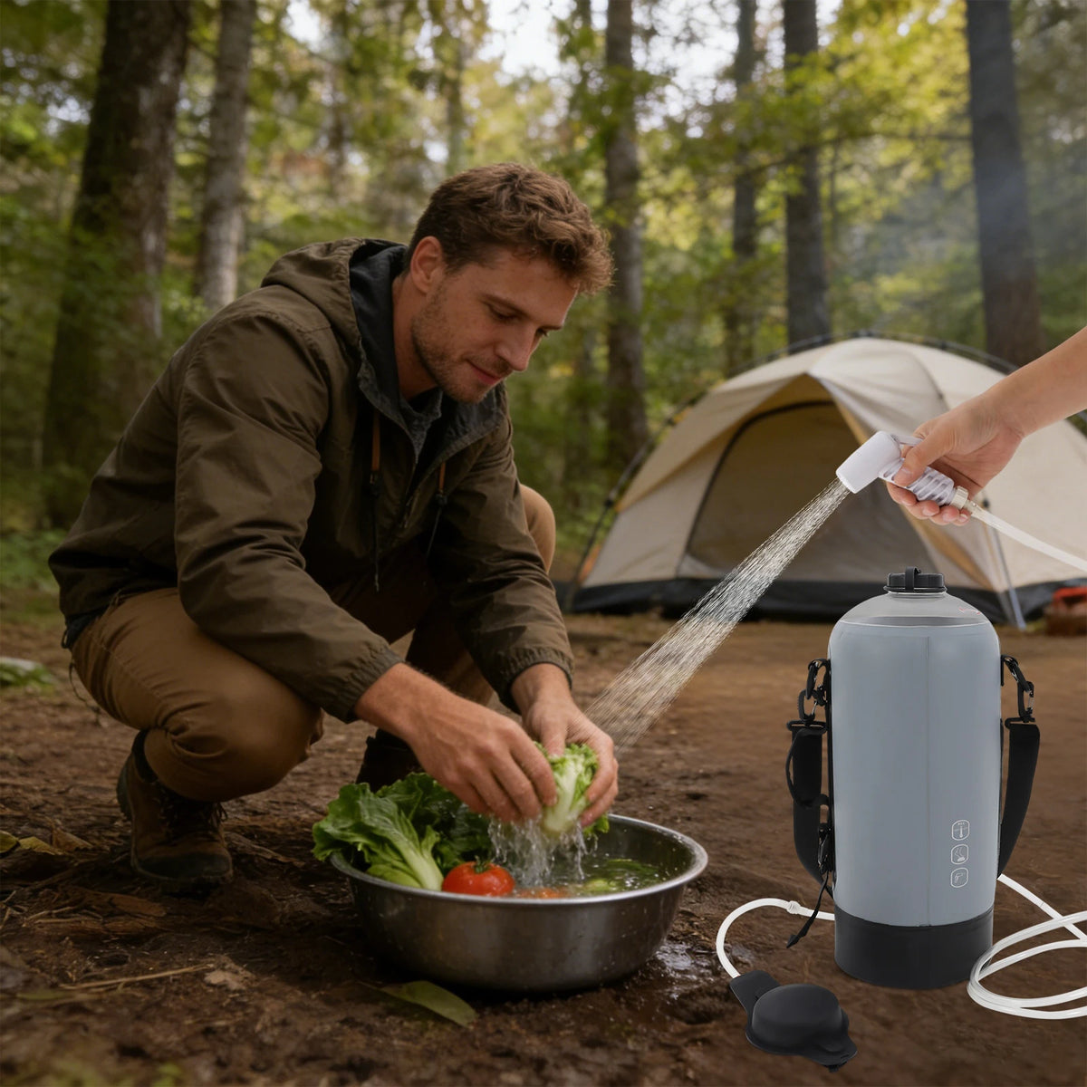 Portable 3 Gallon Solar Camping Shower Bag With Hose