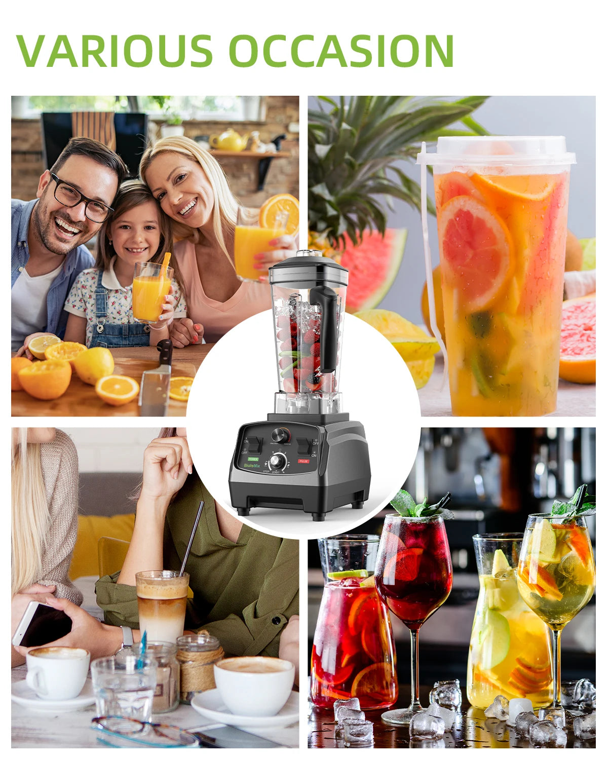 BioloMix Heavy Duty Timer Blender Juicer And Food Processor