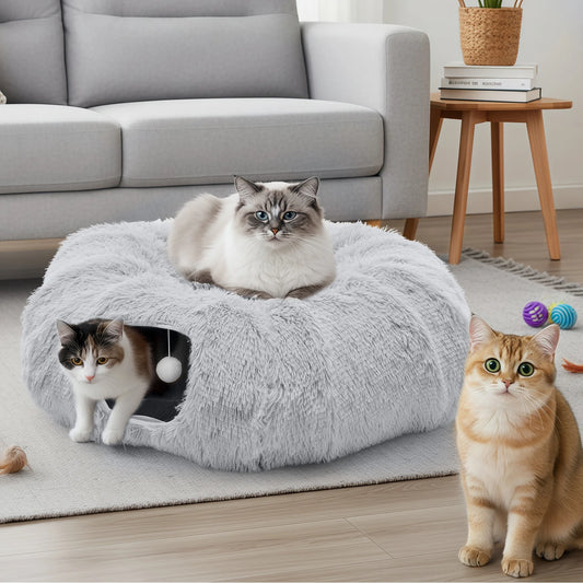 JHK Cat Tunnel Bed With Plush Playground For Cats