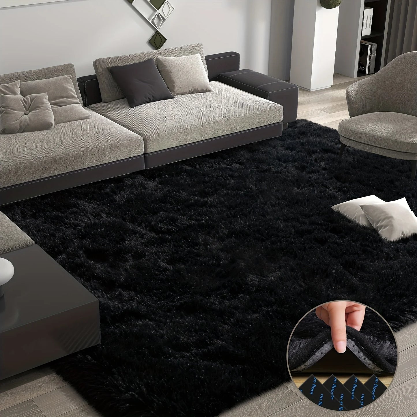 Aubusson Style Plush Geometric Area Rug Polyester For Bedroom Decor