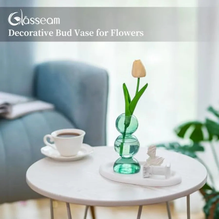 Glassseam Decorative Round Flower Vase for Modern Aesthetic Home Display