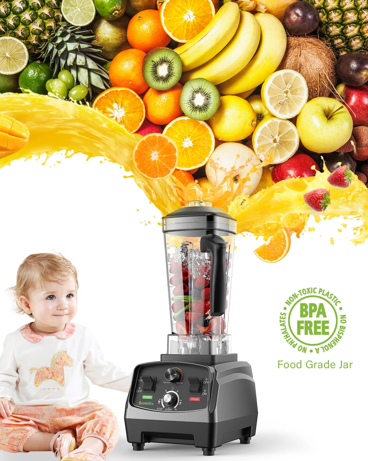 BioloMix Heavy Duty Timer Blender Juicer And Food Processor