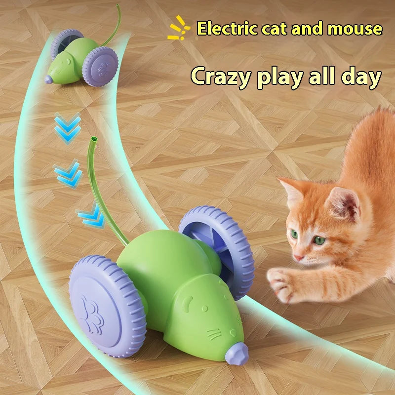Interactive Electric Cat Toy Mouse With Automatic Obstacle Avoidance