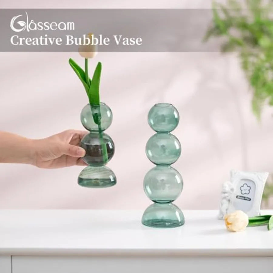 Glassseam Decorative Round Flower Vase for Modern Aesthetic Home Display
