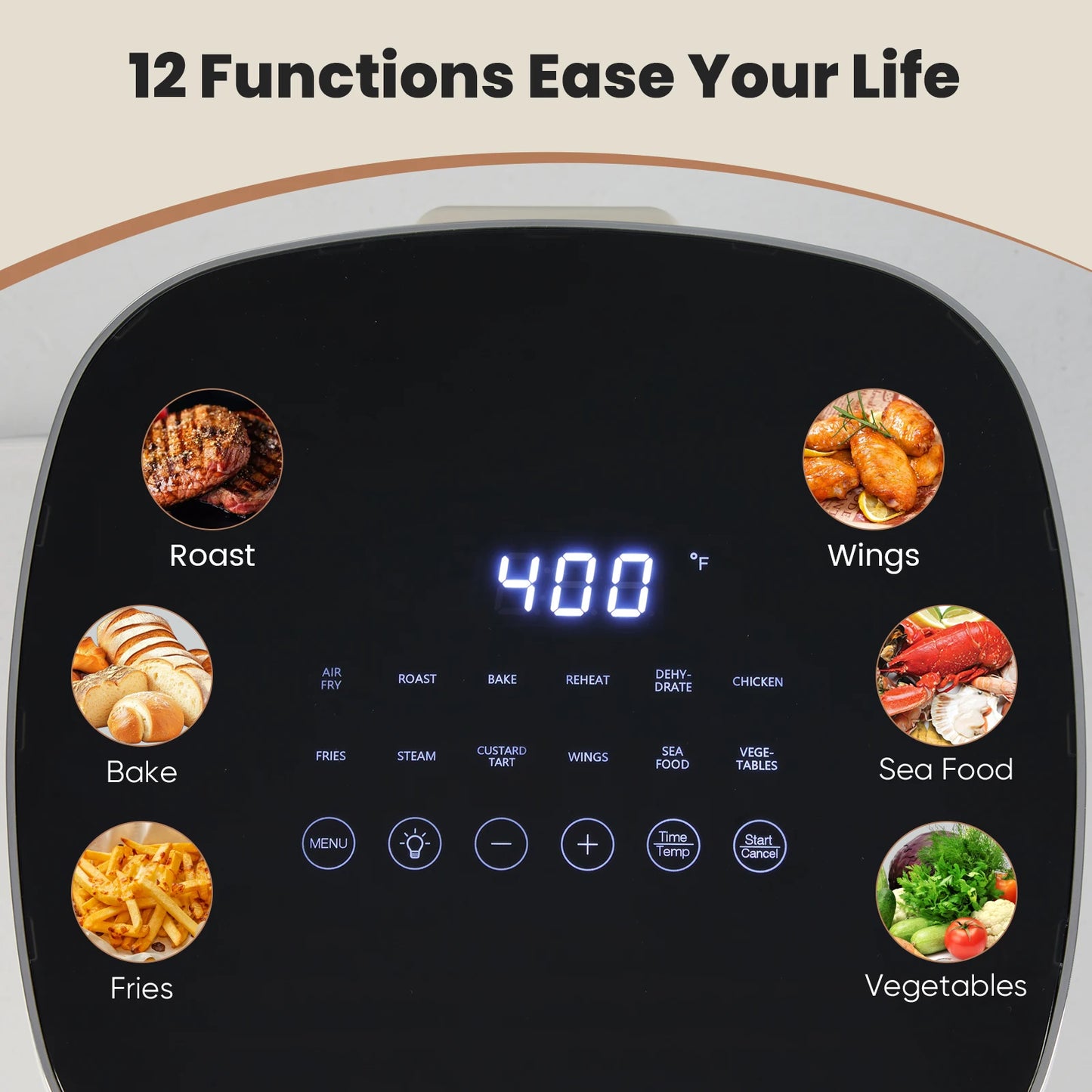 Air Fryer With Window 12 In 1 Roast Reheat Dehydrate
