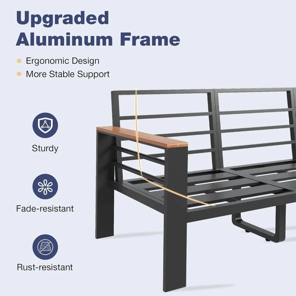 Aluminum Outdoor Patio Furniture Set 7 Seats With Cushions And Coffee Table