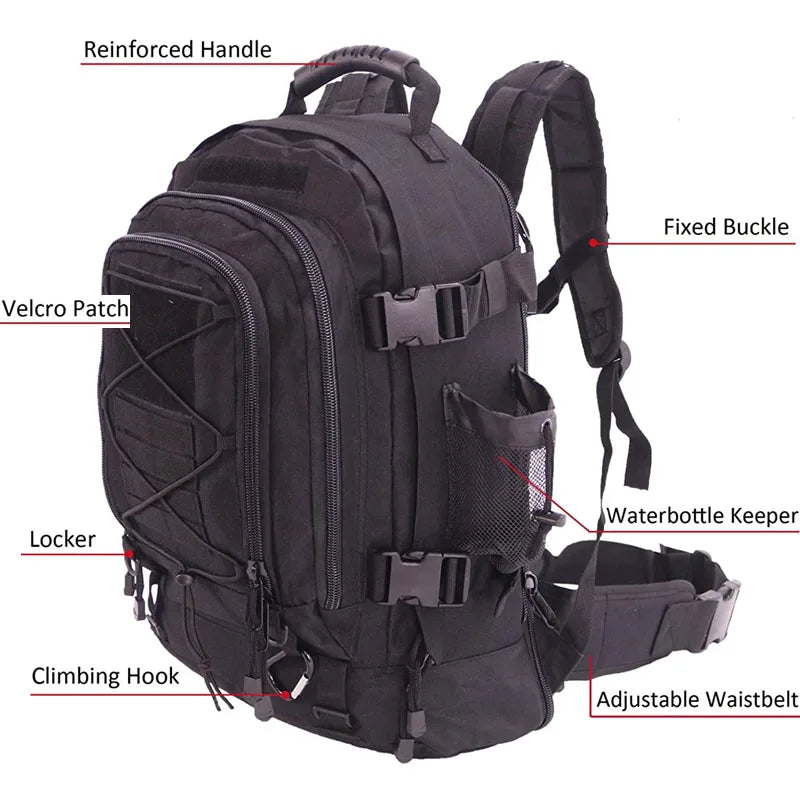 LQARMY Military Tactical Backpack With Molle Webbing For Hiking