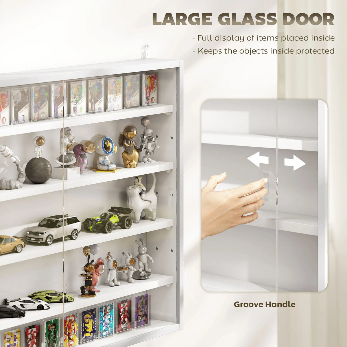 Homcom Wall Mounted Display Cabinet With Glass Door And Adjustable Shelves