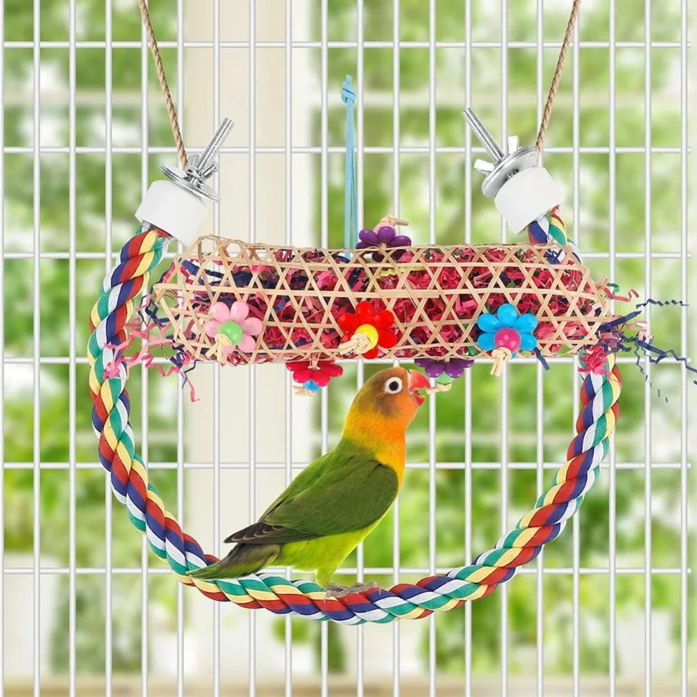 Bird Chew Toys For Parrots Paper Balls Foraging Cage
