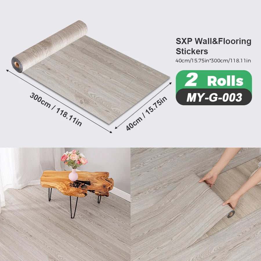 Two Rolls Self-Adhesive Wall And Floor Sticker Wood Grain Marble Design